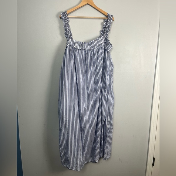 J.Crew Women’s Cotton voile ruffle-trim Lined dress striped pockets size XXL - Picture 5 of 13